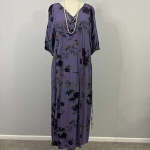 Vintage Style Floral Maxi Dress - 100% Viscose Floral Maxi Wrap Dress One Size